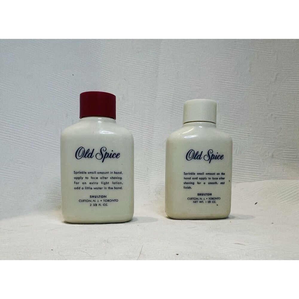 Vtg Old Spice Traveler Pack Glass Bottles After Shave Lotion & Talc #3365 NOS